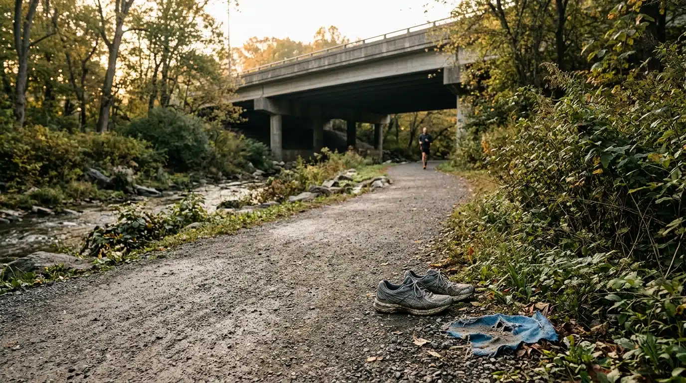 Sentier de parc désert près d'un tunnel routier