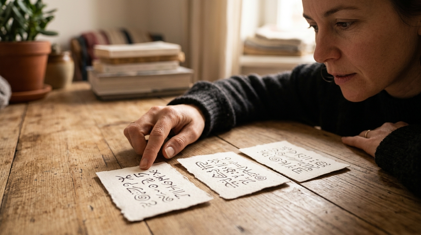 Cartes de prénoms de bébés alignées sur une table