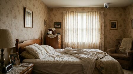 Chambre de personne âgée avec caméra de surveillance discrète