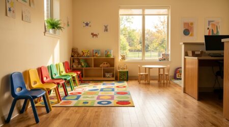 Salle d'attente d'un cabinet dentaire pour enfants vide