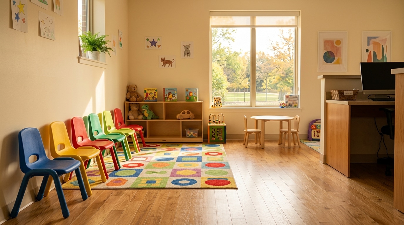 Salle d'attente d'un cabinet dentaire pour enfants vide