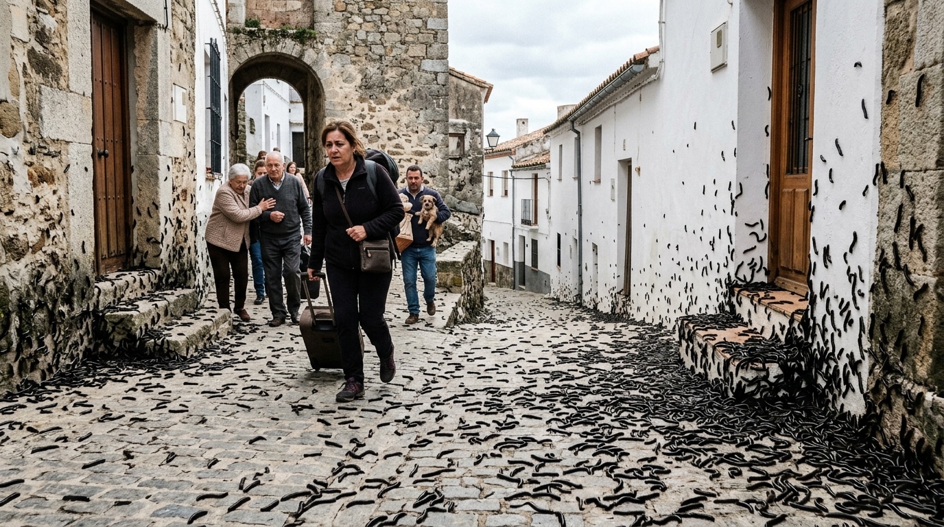 En Espagne, des milliers de vers noirs envahissent un village et forcent les habitants à fuir leurs maisons