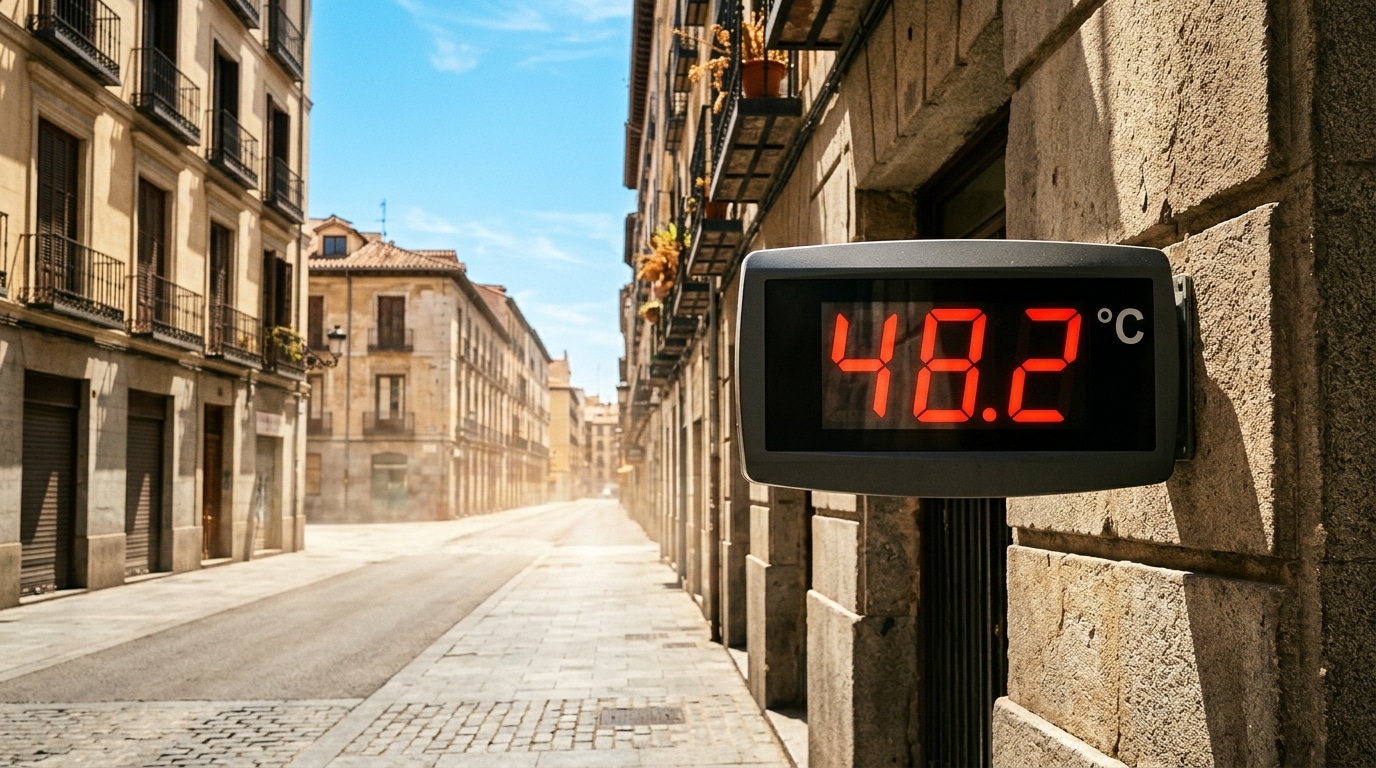 Thermomètre affichant une température extrême en ville