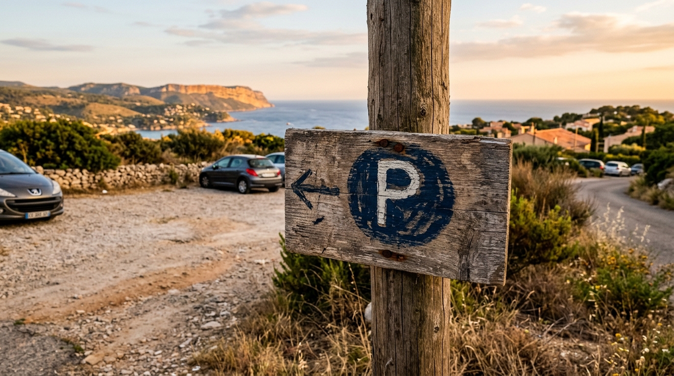 Pancarte artisanale de stationnement payant sur un terrain privé