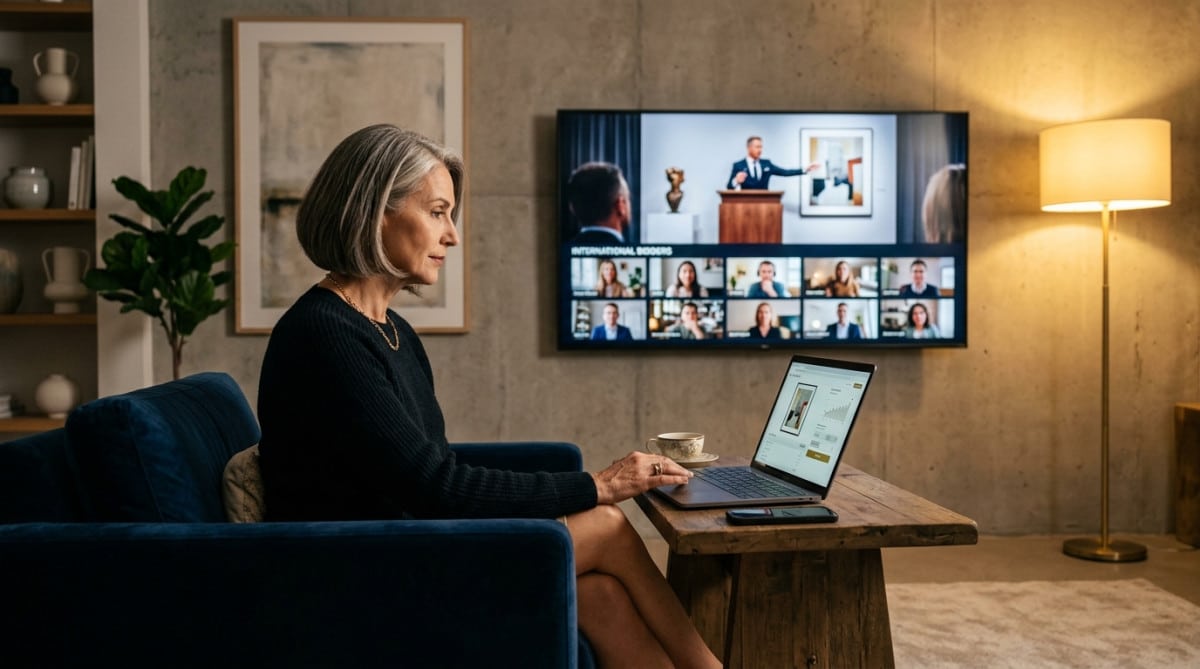 Enchère en ligne moderne depuis un salon