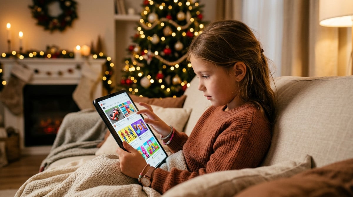 Enfant scrollant des vidéos de jouets sur tablette en 2026