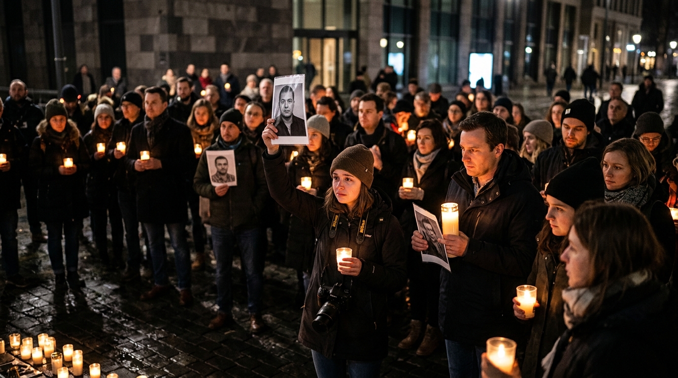 Veillée solidaire de journalistes à la bougie la nuit