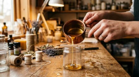 Fabrication artisanale d'une bougie parfumée de luxe