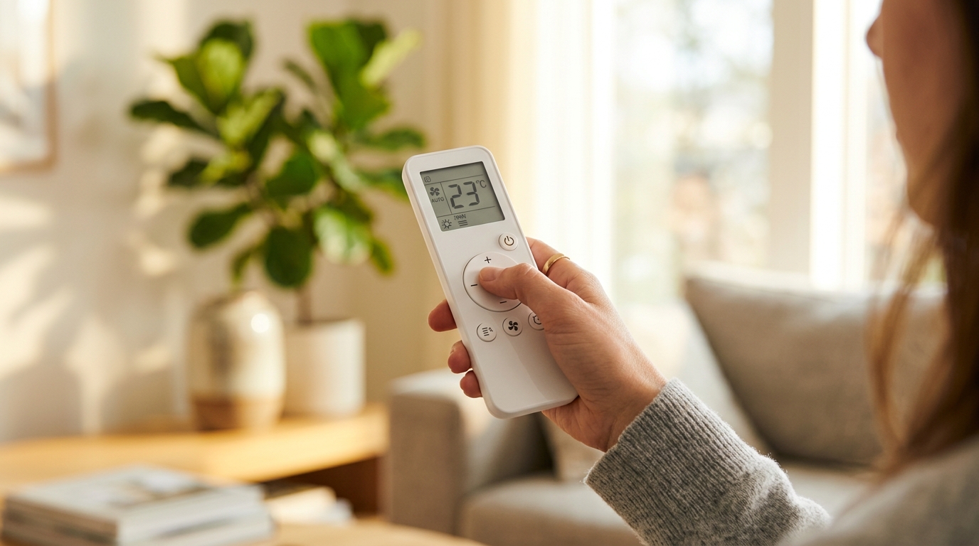 Main réglant la température de la climatisation
