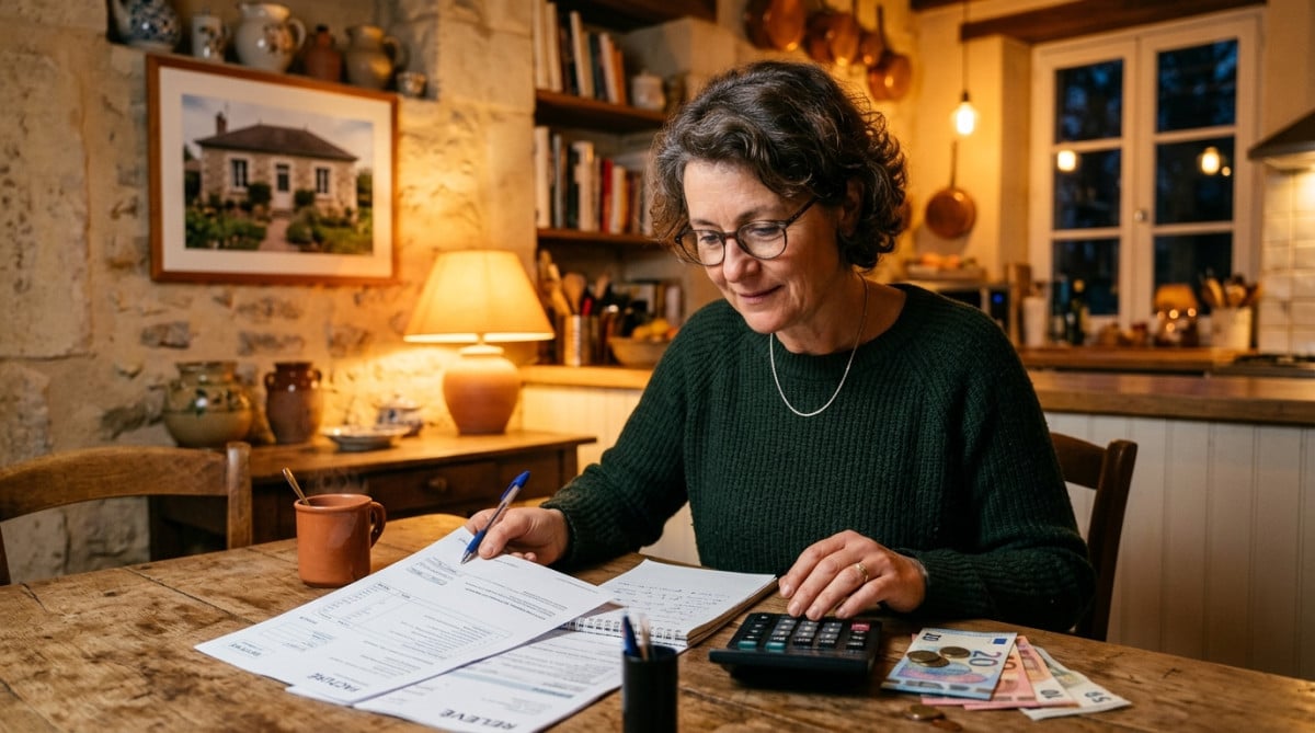 Femme calculant ses charges fixes et son crédit immobilier