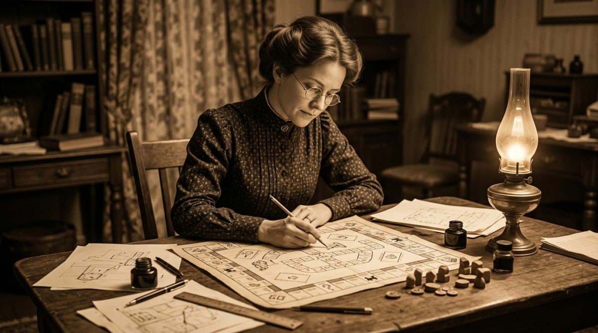 Femme dessinant le jeu de société original à la main