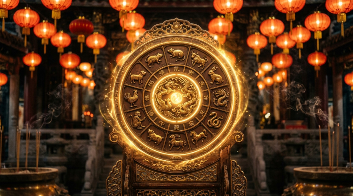 Femme méditant sous une lumière dorée symbolisant l'énergie Bois de l'horoscope chinois du 28 juillet 2026
