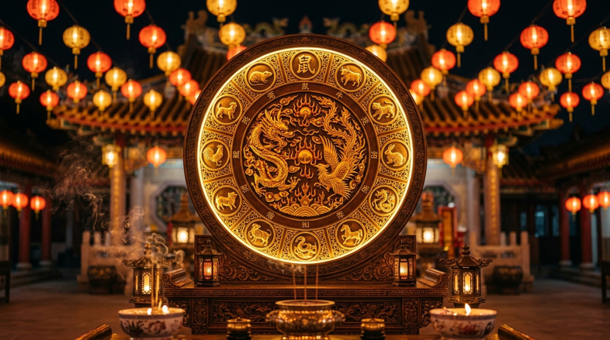 Femme sereine méditant dans un jardin mystique doré symbolisant l'horoscope chinois du 26 juillet 2026