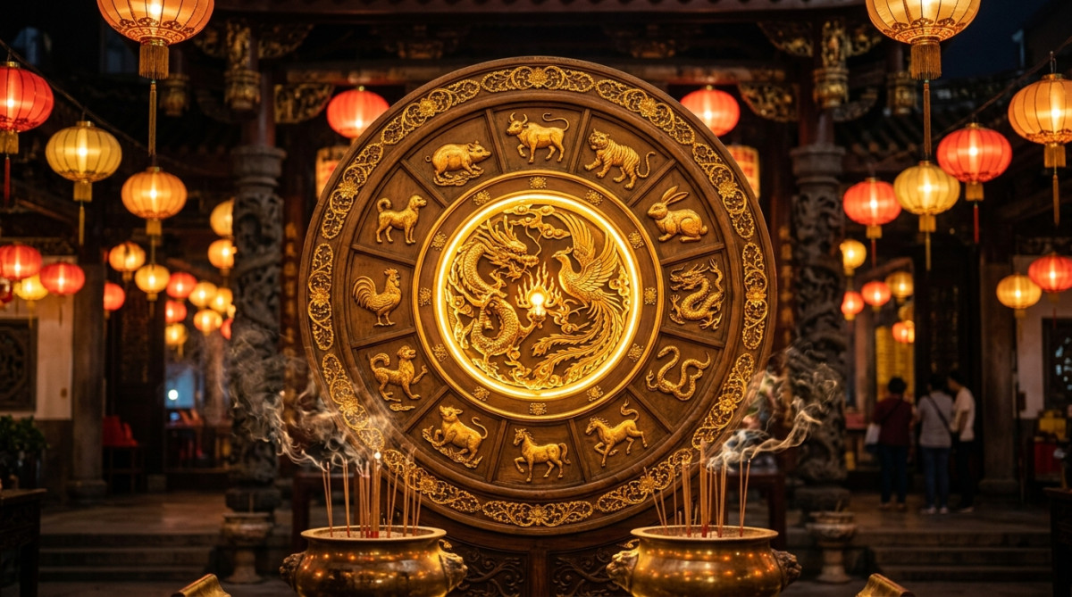 Femme souriante entourée de lumière dorée mystique symbolisant l'horoscope chinois du 25 juillet 2026