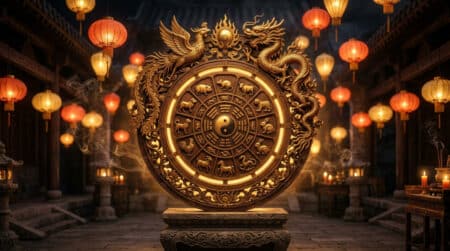 Femme souriante entourée d'une énergie dorée mystique symbolisant l'horoscope chinois du 3 juillet 2026