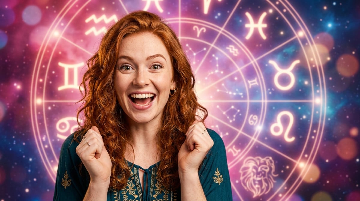 Femme souriante sous un ciel étoilé mystique pour l'horoscope du 2 juillet 2026