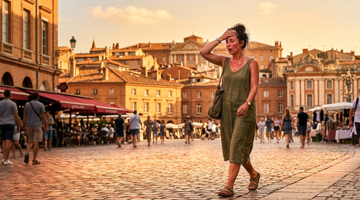 Femme sous la chaleur à Toulouse en été