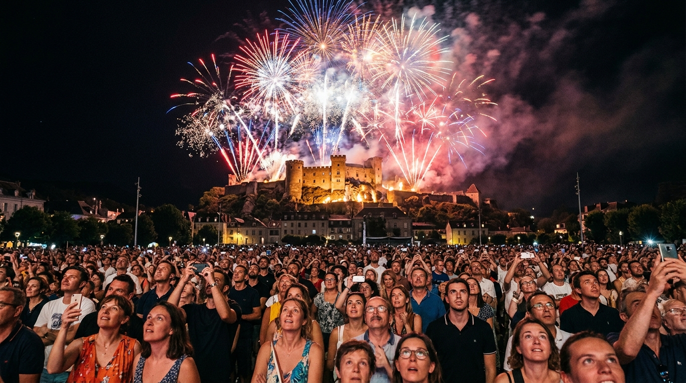 Feu d'artifice du 14-Juillet à Lourdes : le château fort s'embrase sous les yeux stupéfaits de la foule