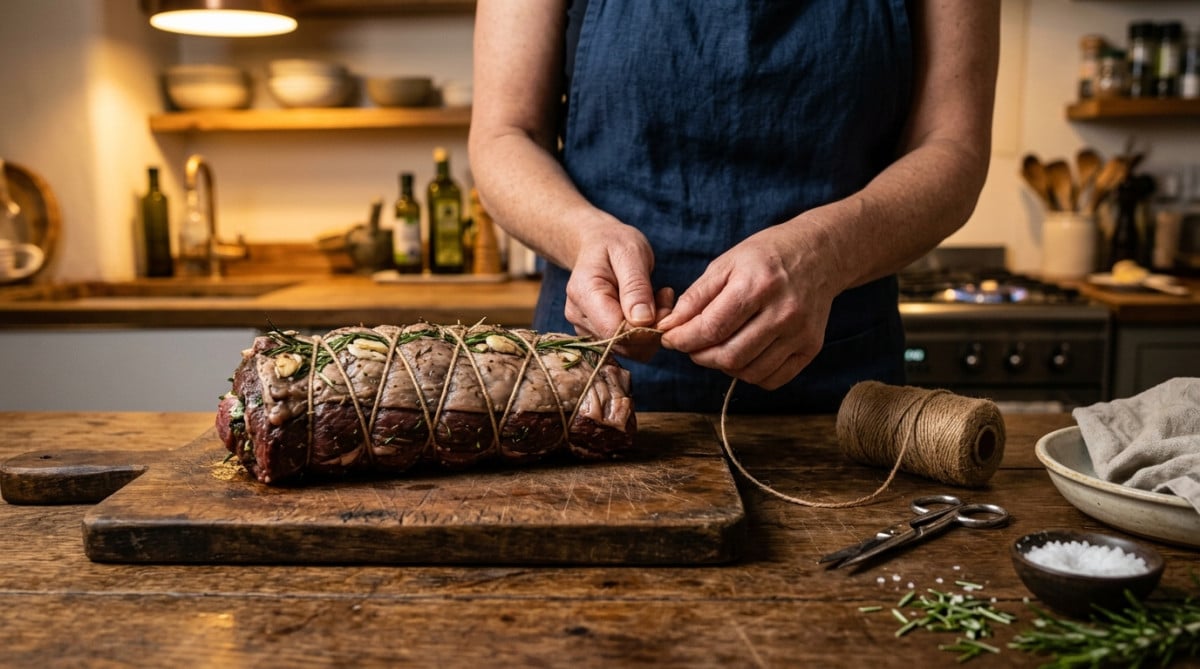 Ficelle de cuisine installée sous une planche à découper