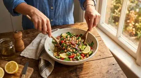 Salade de pois chiches maison prête en dix minutes