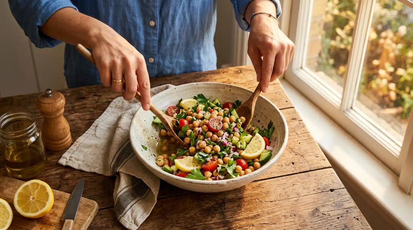 Salade de pois chiches maison prête en dix minutes
