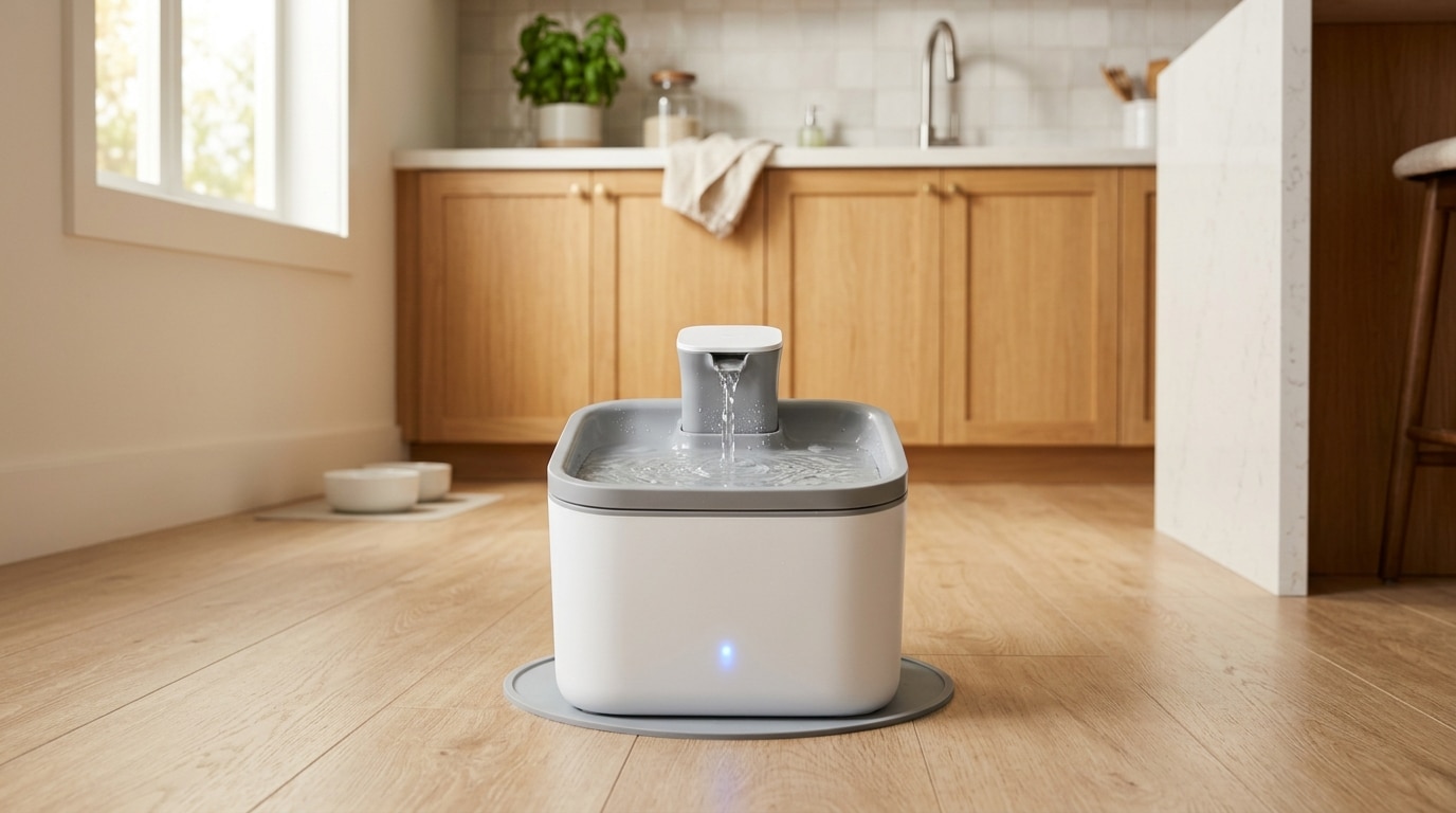 Fontaine à eau design avec voyant lumineux au sol