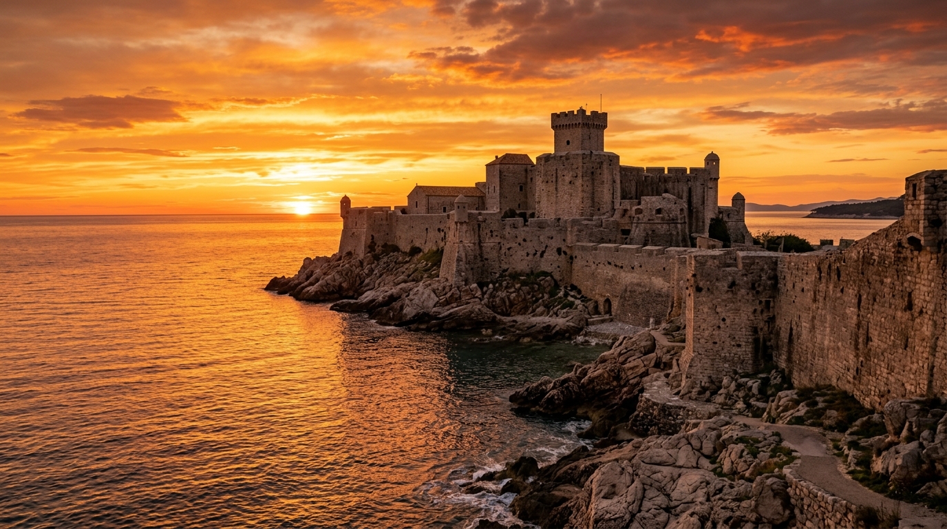 Le Fort Boyard au coucher de soleil, décor emblématique de l'émission