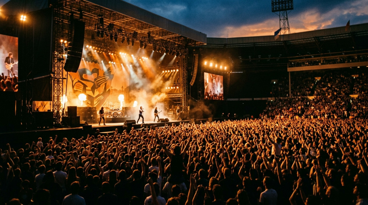Foule immense lors du concert Live Aid en 1985