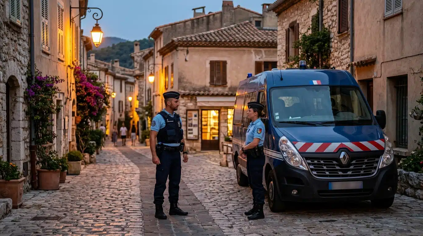 Gendarmes intervenant near le lieu du vol des urnes