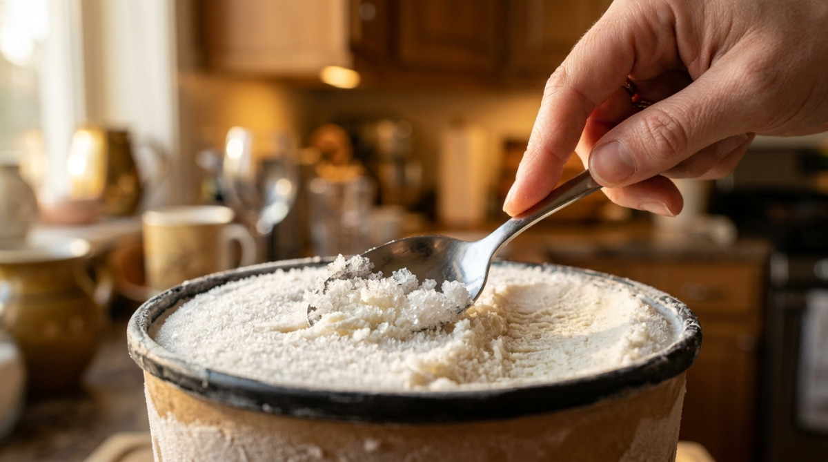 Gros plan sur du givre blanc à la surface d'une glace