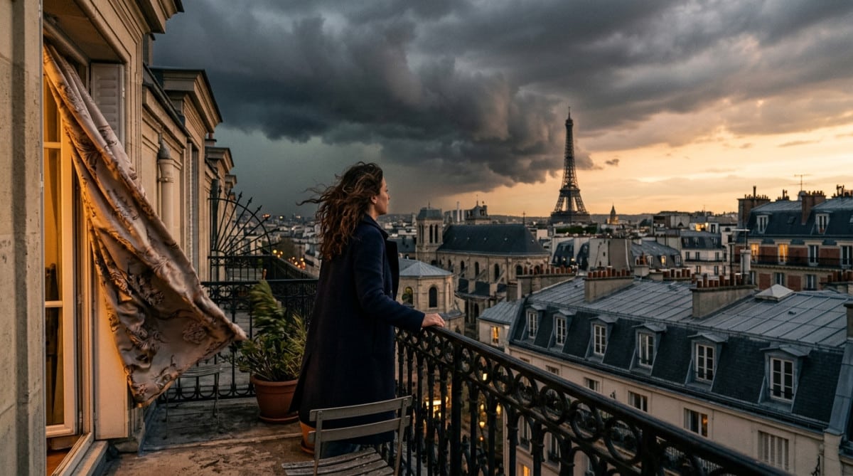 Habitant parisien observant l'arrivée d'un orage