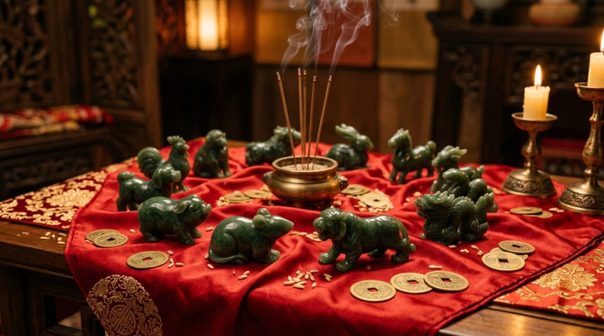 Homme émerveillé sous un arbre lumineux entouré de lanternes chinoises symbolisant la chance du jour