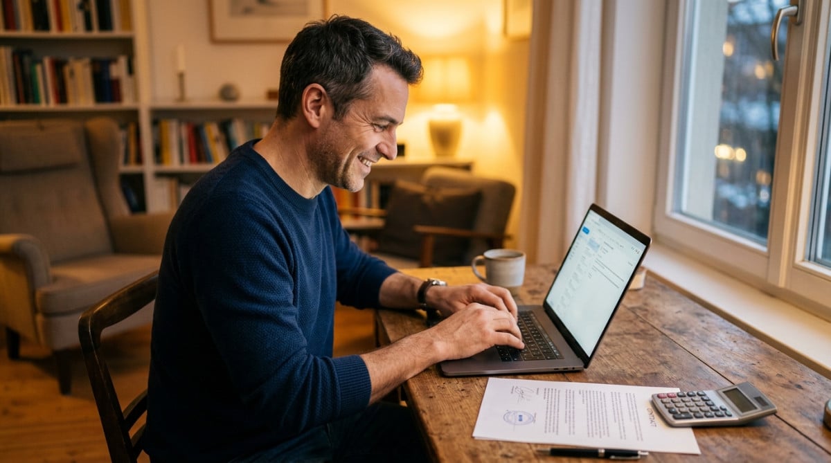 Homme envoyant un email de contestation de frais
