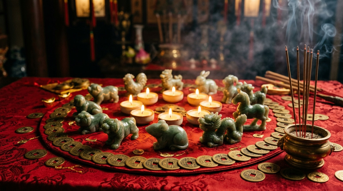 Homme méditant sous un arbre lumineux au crépuscule, ambiance mystique pour l'horoscope chinois