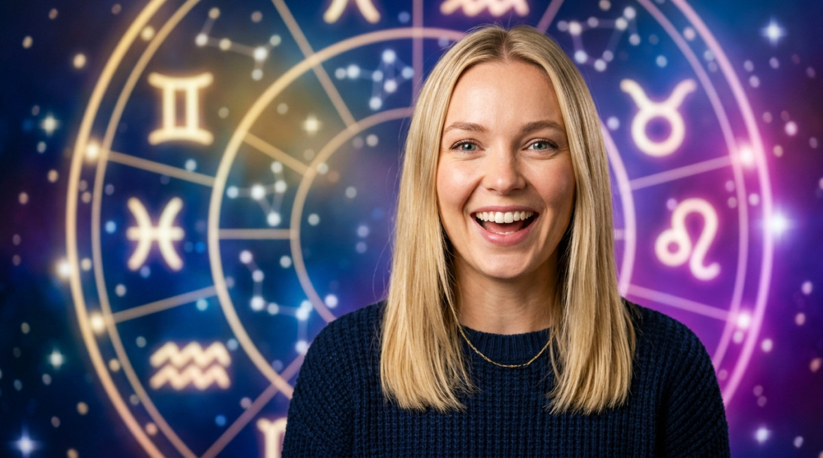 Homme regardant une galaxie dorée avec émerveillement, ambiance astrologique chaleureuse et lumineuse