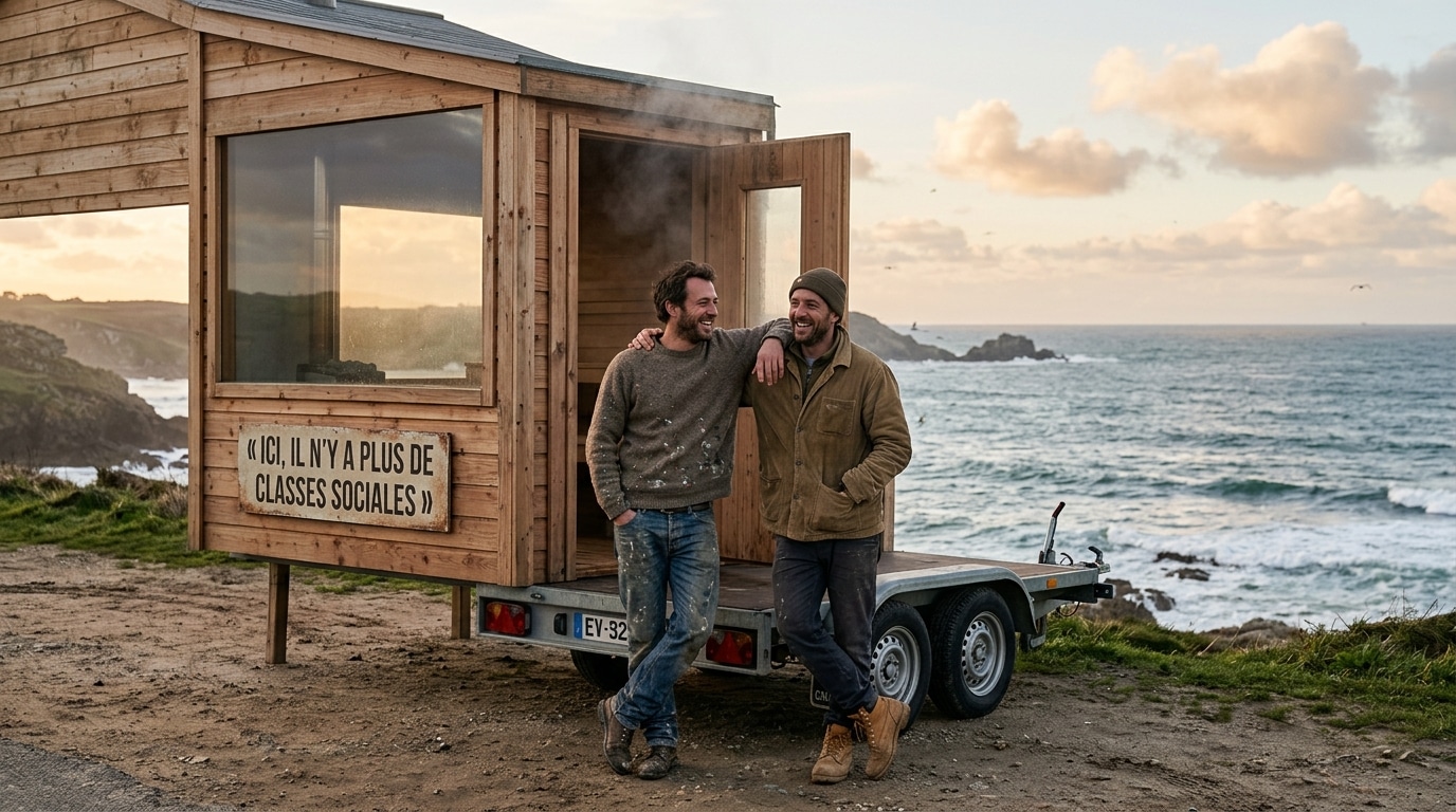« Ici, il n'y a plus de classes sociales » : ces deux amis d'enfance ont installé un sauna sur remorque face à la mer