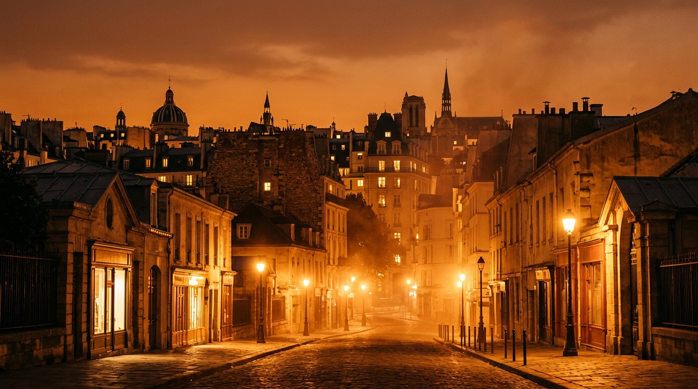 Ville française la nuit sous une chaleur persistante