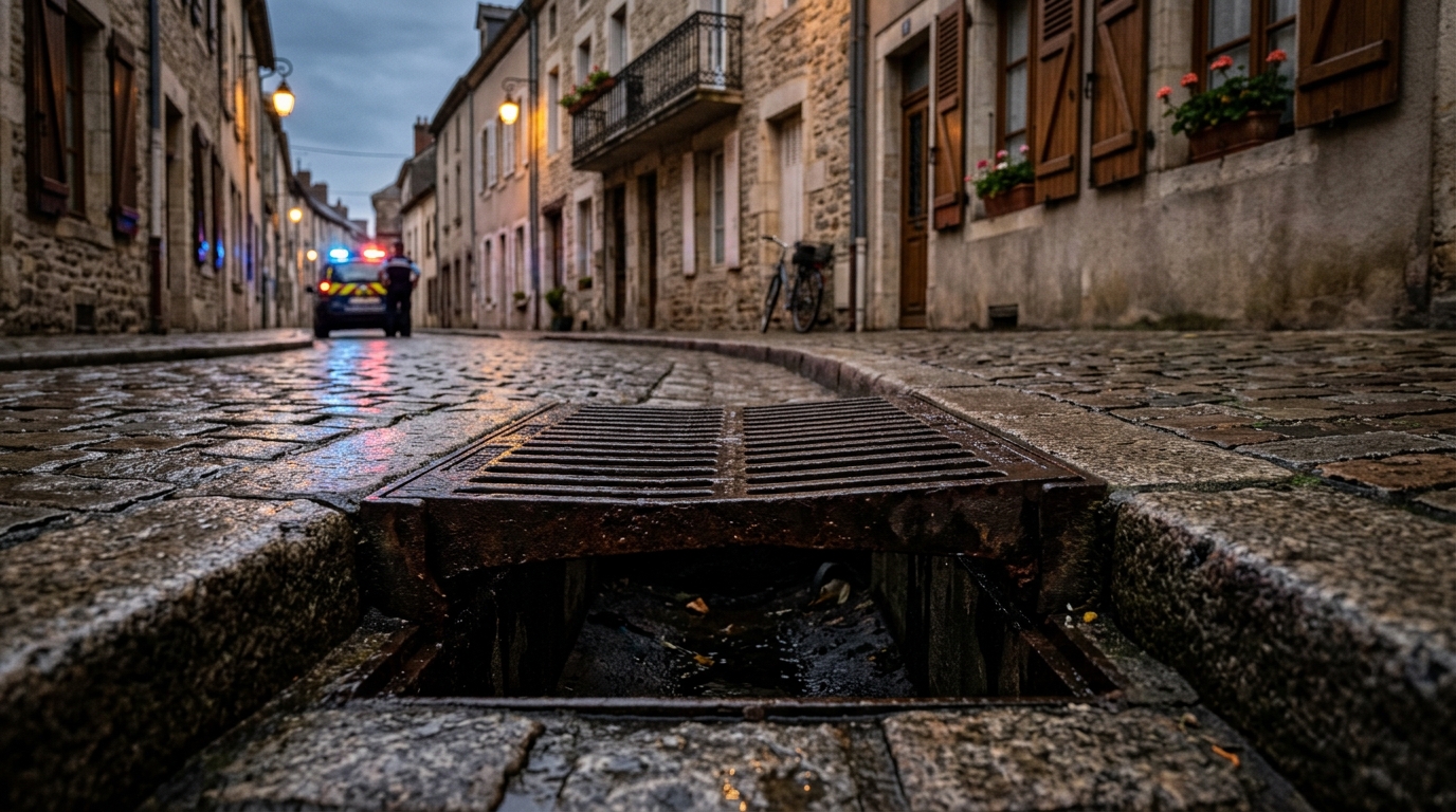 Homme âgé visage inquiet près d'une grille d'évacuation