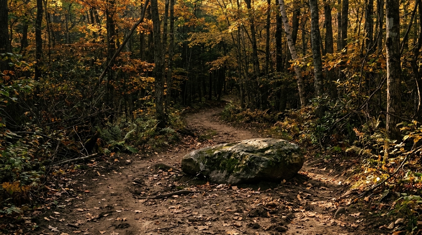 Sentier forestier isolé dans un parc d'État