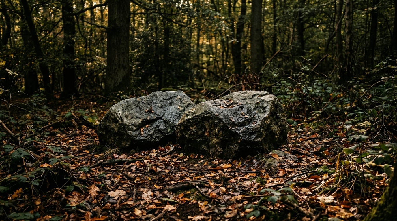 Pierres au sol sur un chemin forestier