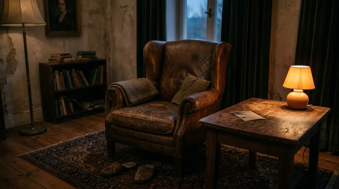 Photographie retournée sur une table basse ancienne