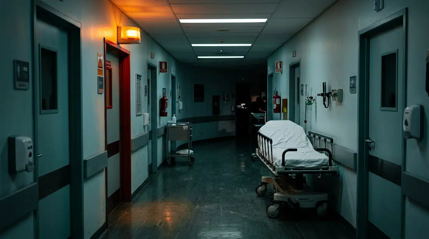 Couloir d'urgences hospitalières la nuit