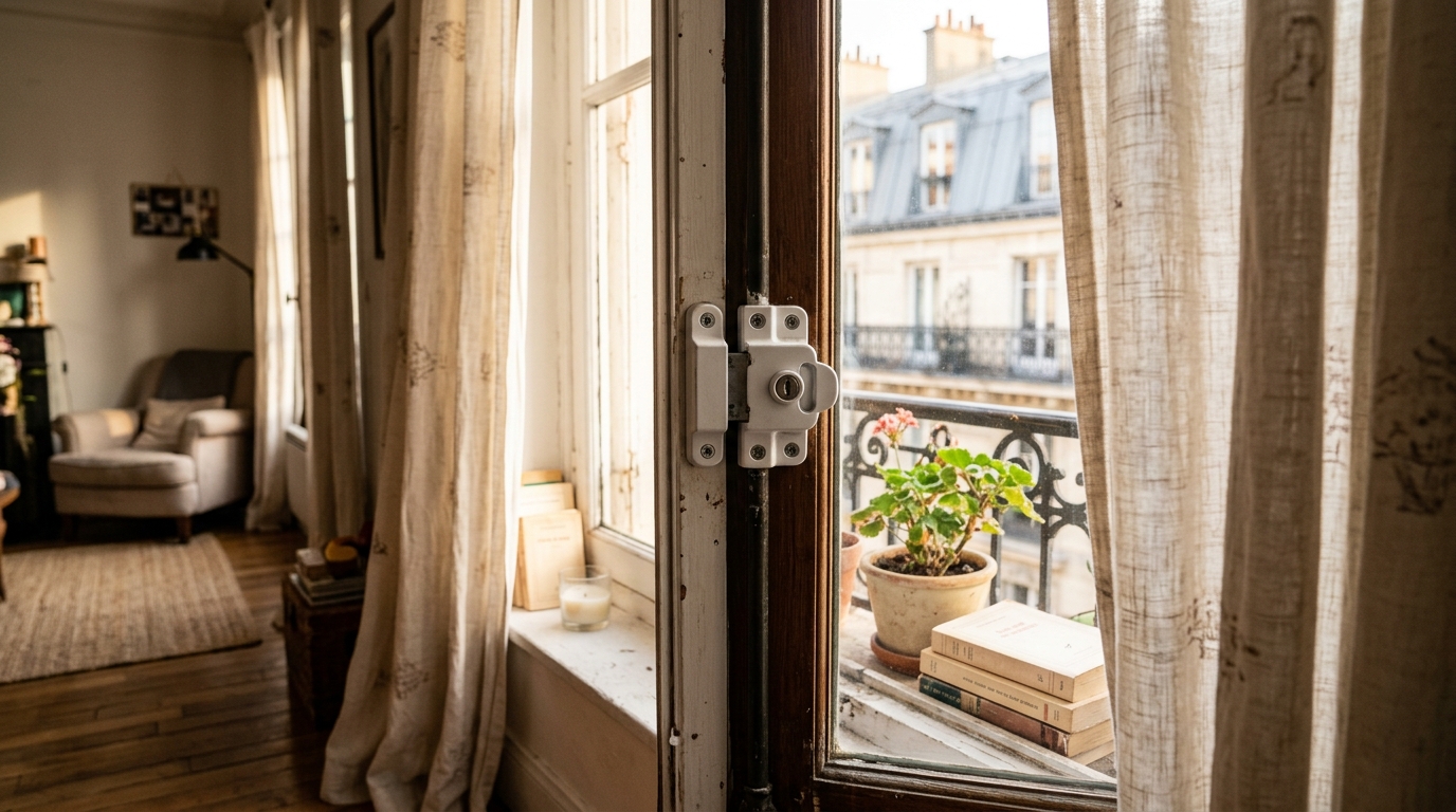 Fenêtre sécurisée avec verrou de protection enfant
