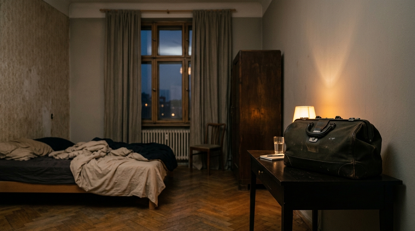 Chambre d'appartement berlinois avec sacoche médicale