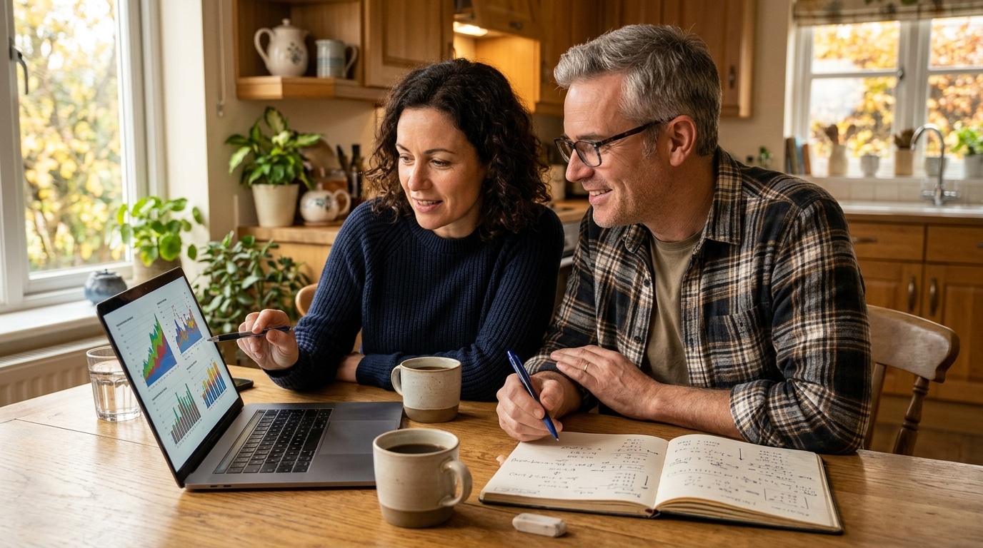 Couple analysant ses investissements financiers