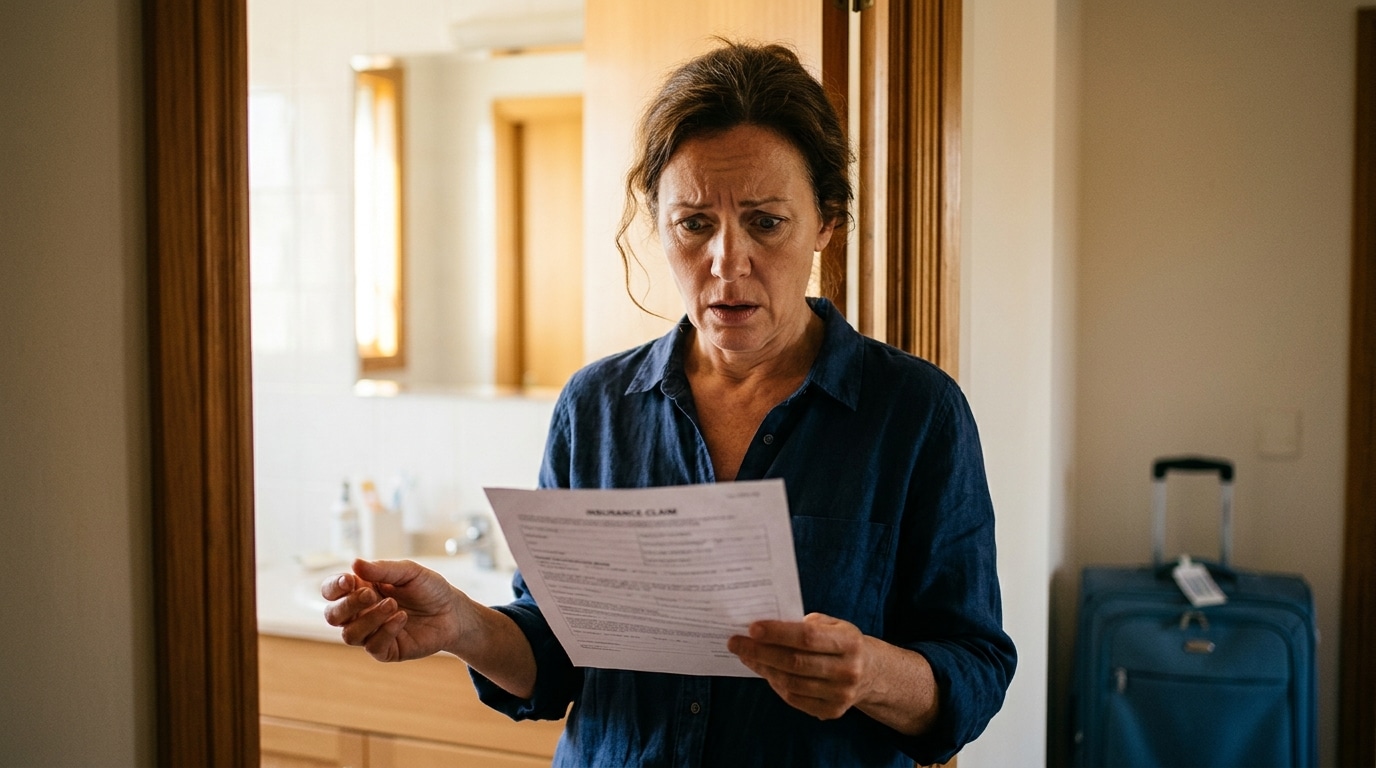 Personne inquiète tenant un contrat d'assurance habitation