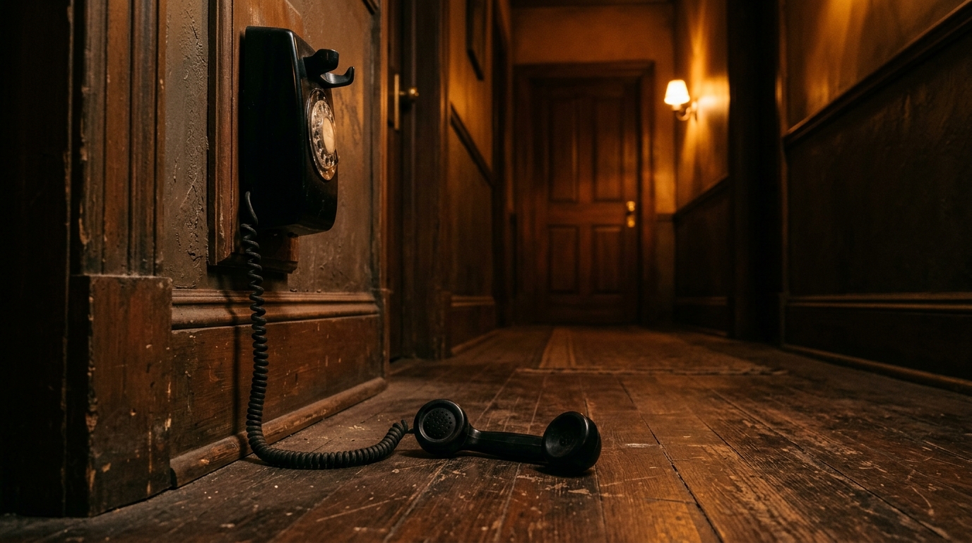 Un téléphone décroché gisant sur le sol, symbole du choc d'une annonce bouleversante