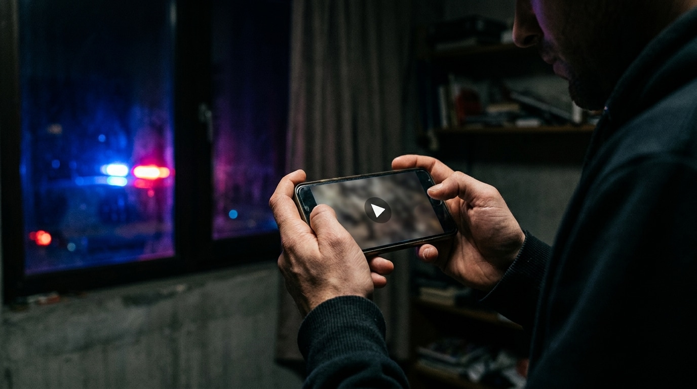 Smartphone allumé dans une pièce sombre, ambiance tendue