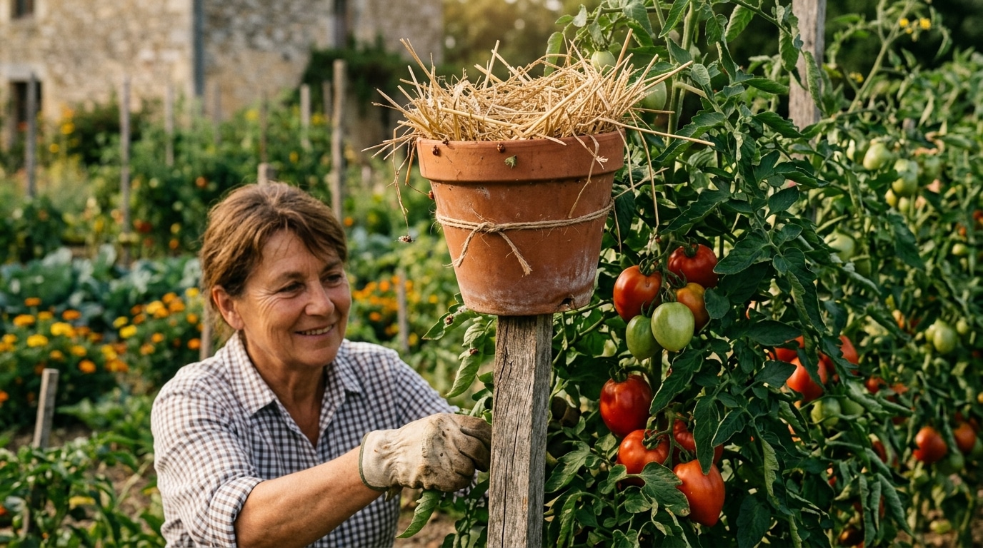 « Je prenais ça pour une manie » : ce pot de paille perché sur un piquet débarrasse enfin vos tomates des pucerons