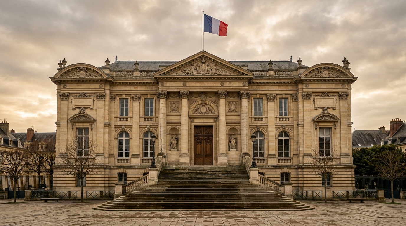 Façade du palais de justice de Caen en Normandie